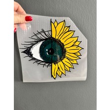 Gönülden Tasarım Ütü Ile Yapışan Göz Ayçiçeği Transfer Baskı Arma 20X19 cm