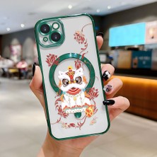 Ucuc iPhone 14 Plus Uyumlu Şeffaf Arka Yüzeyli Manyetik Darbeye Dayanıklı Silikon Kılıf