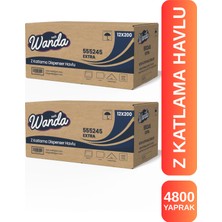 Wanda Soft Z Katlama Kağıt Havlu Extra 21X21 cm | 24 Paket x 200 Yaprak | Dayanıklı & Dispenser Uyumlu