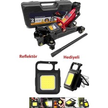 Moonshop 2,5 Tona Kadar Arabalı Tekerlekli Hidrolik Kriko Çelik Malzeme Reflektör Hediyeli Plastik Çantalı..