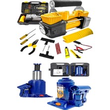 Moonshop Lastik Hava Kompresörü ve 2 Ton Şişe Aaraba Oto Krikosu Muhteşem Set...