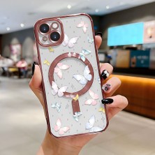 Ucuc iPhone 14 Plus Uyumlu Şeffaf Arka Yüzeyli Manyetik Darbeye Dayanıklı Silikon Kılıf