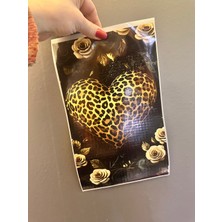 Gönülden Tasarım Ütü Ile Yapışan Leopar Kalpli Transfer Baskı Arma