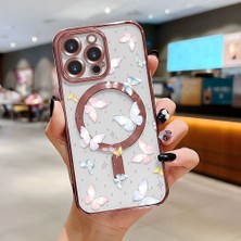 Ucuc iPhone 15 Pro Max Uyumlu Şeffaf Arka Yüzeyli Manyetik Darbeye Dayanıklı Silikon Kılıf