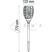 Ema Dükkan Solar Alev Efektli Meşale 15W IP65 | Dış Mekan Dekoratif Bahçe Aydınlatma | Fotoselli Solar Meşale