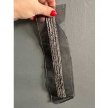 Gönülden Tasarım Gümüş Boncuk Işleme Dikiş Aksesuarı Aplike 26X3 cm