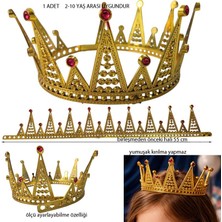 Pandoli Altın Renk Ayarlanabilir Taşlı Prenses Tacı Plastik Kraliçe Taç Çocuk Gösteri