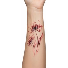 Dövme Kutusu Suluboya Kırmızı Çiçek Geçici Dövme | Uzun Ömürlü Gerçekçi Kol Bacak Dövmesi
