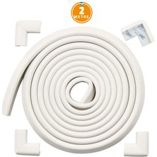 Miningaa 3m Bant Hediye Beyaz Renk 2 Metre 4 Adet Köşe Koruyuculu Esnek ve Yumuşak Kauçuk Kenar Koruyucu