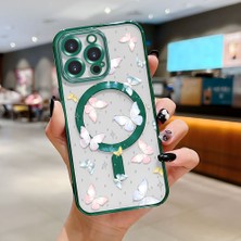 Ucuc iPhone 15 Pro Max Uyumlu Şeffaf Arka Yüzeyli Manyetik Darbeye Dayanıklı Silikon Kılıf