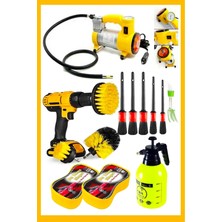 Moonshop Hava Kompresörü Ilaçlama Detaylı Temizleme Fırçası Çizik Onarıcı Ped Full Set...