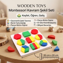 Direkstoktan Ahşap Oyuncak Montessori Kavram Şekil Seti / Wooden Toys Montessori Concept & Geometric Shape Set