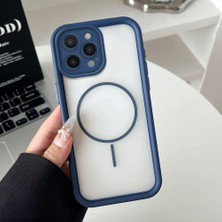 Ucuc iPhone 14 Pro Max Uyumlu Manyetik Halkalı Yarı Sayda Mat Kamera Koruma Anti-Darbe Silikon Kılıf