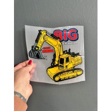 Gönülden Tasarım Ütü Ile Yapışan Sarı Dozer Transfer Baskı Arma 20X20 cm