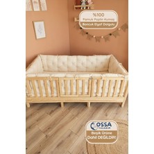 Yasetex Tasarım Montessori ve Beşik Için 4 Kenar Koruma Seti Ekru Renk Pamuk Poplin Kumaş