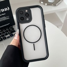 Ucuc iPhone 15 Pro Max Uyumlu Manyetik Halkalı Yarı Sayda Mat Kamera Koruma Anti-Darbe Silikon Kılıf