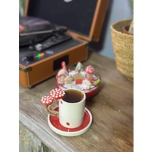 TuanART Seramik El Yapımı mantar detaylı fincan