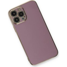 Gray Line Gry  iPhone 13 Pro Kılıf Volet Silikon - Mor Nel1