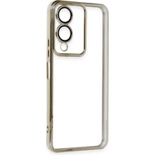 Gray Line Gry  Vivo Y17S Kılıf  Lensli Silikon - Gold Nel1