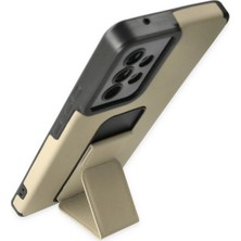 Gray Line Gry  Samsung Galaxy A53 5g Kılıf Mega Standlı Silikon - Gold Nel1