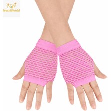 Gray Line Gry 80’ler 90’lar Retro Neon Pembe File Parmaksız Kısa Eldiven 11 cm Nel1