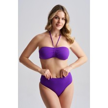 AQUAVİVA Aquaviva Kadın Adriana Straplez Push Up Boyundan Bağlamalı Bikini Takımı Mor