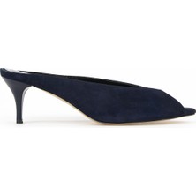 Ziya, Kadın Hakiki Deri Topuklu Terlik 1611059Z1409 Lacivert