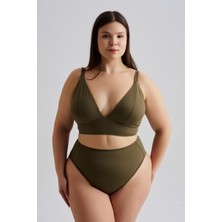 AQUAVİVA Aquaviva Kadın Büyük Beden Gabriella Toparlayıcı Yüksek Bel Bikini Takımı Haki