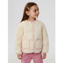 Lcw Bej Fiyonk Nakışlı Kız Çocuk Mont