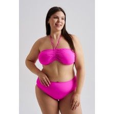AQUAVİVA Aquaviva Kadın Büyük Beden Alessia Straplez Boyundan Bağlamalı Push Up Bikini Takımı Fuşya