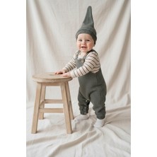 MiaBaby Likralı Gofre Salopet Sweat Bere 3lü Takım