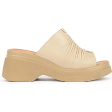 Ziya, Kadın Hakiki Deri Topuklu Terlik 161992Z64023 Bej