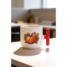 BB Design Kabuk Tasarımlı Kırmızı T Kulplu Seramik Baskılı Kupa Bardak 250 ml