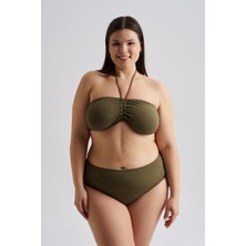 AQUAVİVA Aquaviva Kadın Büyük Beden Alessia Straplez Boyundan Bağlamalı Push Up Bikini Takımı Haki