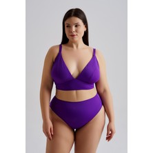 AQUAVİVA Aquaviva Kadın Büyük Beden Gabriella Toparlayıcı Yüksek Bel Bikini Takımı Mor