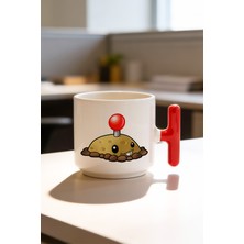 BB Design Hayvan Tasarımlı Kırmızı T Kulplu Seramik Baskılı Kupa Bardak 250 ml