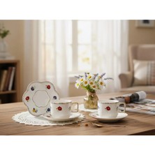 Mien Zarif Çiçek Desenli 2li Porselen Fincan Takımı