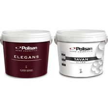 10 kg / 7,5lt Polisan Elegans Silinebilir Iç Cephe Duvar Boyası Yarı Mat Model + 10 kg Polisan Tavan Ultra Tavan Boyası 2li Set