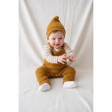 MiaBaby Likralı Gofre Salopet Sweat Bere 3lü Takım