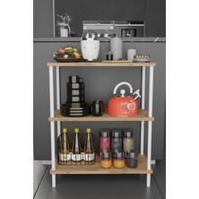 Barin Design 3 Raflı Çevir-Tak Beyaz Metal Gövdeli Çok Amaçlı Mutfak Rafı ve Organizer Raf Düzenleyici Raf