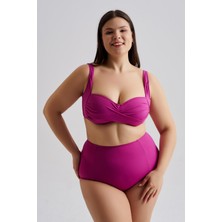 AQUAVİVA Aquaviva Kadın Vişne Büyük Beden Carlotta Drapeli Yüksek Bel Bikini Takımı