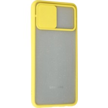 Gray Line Gry  Samsung Galaxy A02 Kılıf Palm Buzlu Kamera Sürgülü Silikon - Sarı Nel1