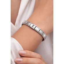 Youday Accessories E Harfli Çelik Bileklik – Kişiye Özel Paslanmaz Çelik Kadın Bileklik – Esnek Italyan Model