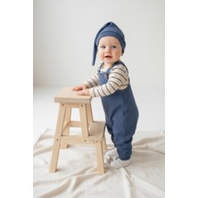 MiaBaby Likralı Gofre Salopet Sweat Bere 3lü Takım