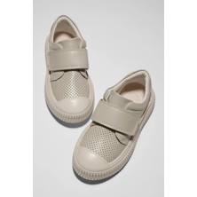 Tonny Black Çocuk Unisex Bej Çoçuk Cırtlı Rahat Kalıp Sneaker