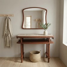 Aypars Atölye 80X38X77 cm Aynalı Masif Kayın Dresuar – Modern Iskandinav Antre Konsolu & Makyaj Masası (Maun)