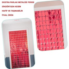 Gray Line Gry Nessiworld Ekstra Metalize Kırmızı Renk Disko Dikdörtgen Kesim Kapı Perdesi Dekorasyon 1x2