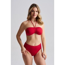 AQUAVİVA Aquaviva Kadın Adriana Straplez Push Up Boyundan Bağlamalı Bikini Takımı Kırmızı