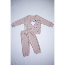 Softleaf Bebek Ayıcıklı 2'li Takım-Bej ( Sweatshirt&eşofman Altı )