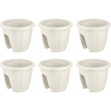 Omnipazar SY-5712 Opal Yuvarlak Balkon Küpeşte Saksı 7.5 Lt Kirli Beyaz 6 Adet